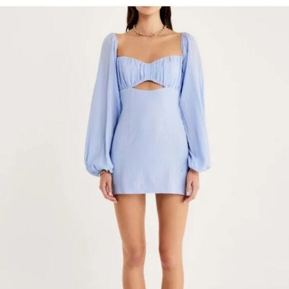 NWT Rumer The Label Camille Light Blue Cut Out Mini Dress Small - Picture 3 of 11